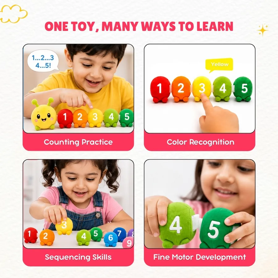 One toy, many ways to learn — counting, colour recognition, sequencing, fine motor